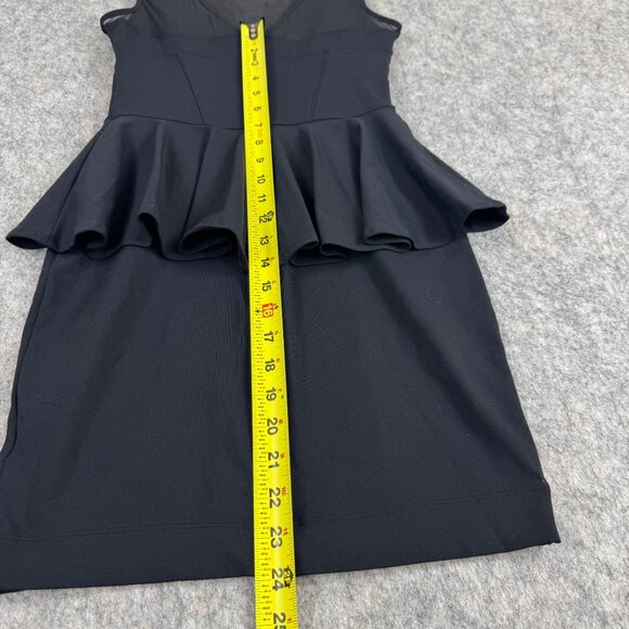 2B Bebe Black Stella Peplum Mini Dress Size XS Stretch Sleeveless Cocktail - Picture 7 of 13